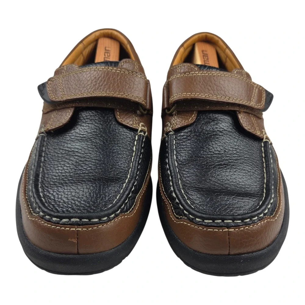 Dr. Comfort Mike Boat Shoes 8660 10.5W Brown Black Leather Therapeutic Loafers